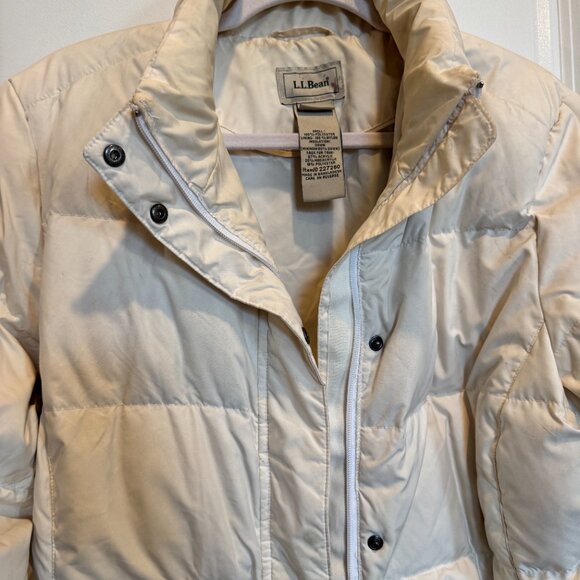 L.L.Bean Long Down Puffer Coat – Cream/Ivory – Women’s Size L Regular - Picture 4 of 5
